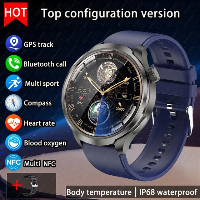 2024 New For HUAWEI Outdoor Sports Smart Watch Men AMOLED Screen NFC GPS Compass Heart rate Waterproof Bluetooth Call SmartWatch