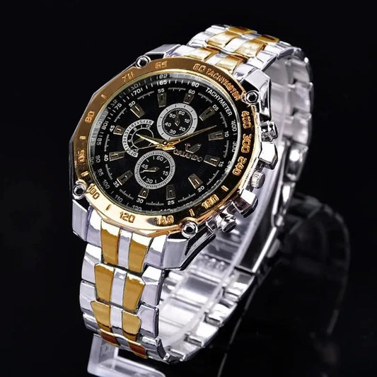 Men Watches Quartz Silver-gold Stainless Steel Wristwatch Male Clock Classic Dress Business Pilot Luxury Automatic Watch