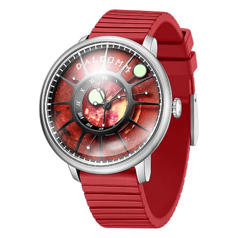 DALKOMM 2024 Design New Mechanical Watch NH35 Planet Theme Automatic Watch Men's Luminous Hands 100M Waterproof Rubber Strap