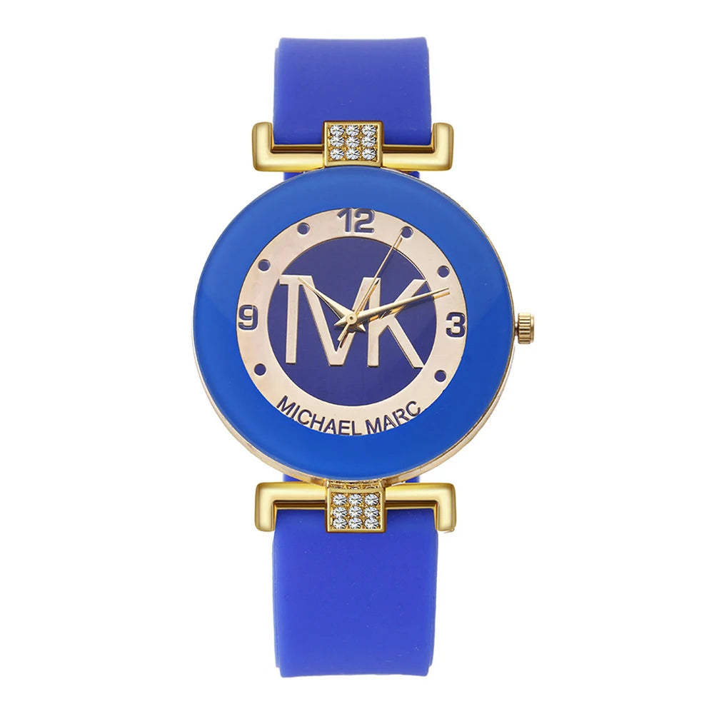 Fashion TVK Brand Women's Watch Simple Luxury Rhinestone Watch for Women Quartz Watch Casual Silicone Strap Ladies Clock