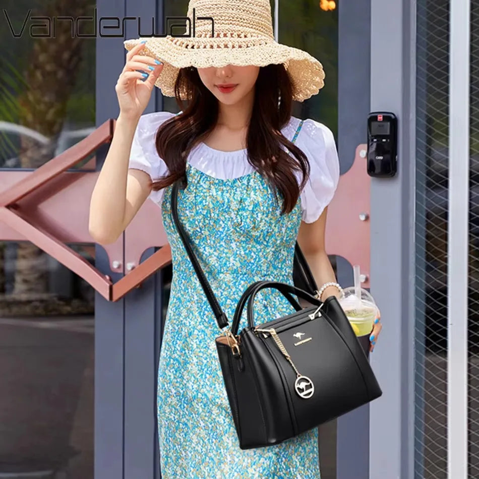 Brand Leather 3 Layers Alligator Crossbody Bag for Women Female Shoulder Messenger Sac Luxury Designer Ladies Handbags