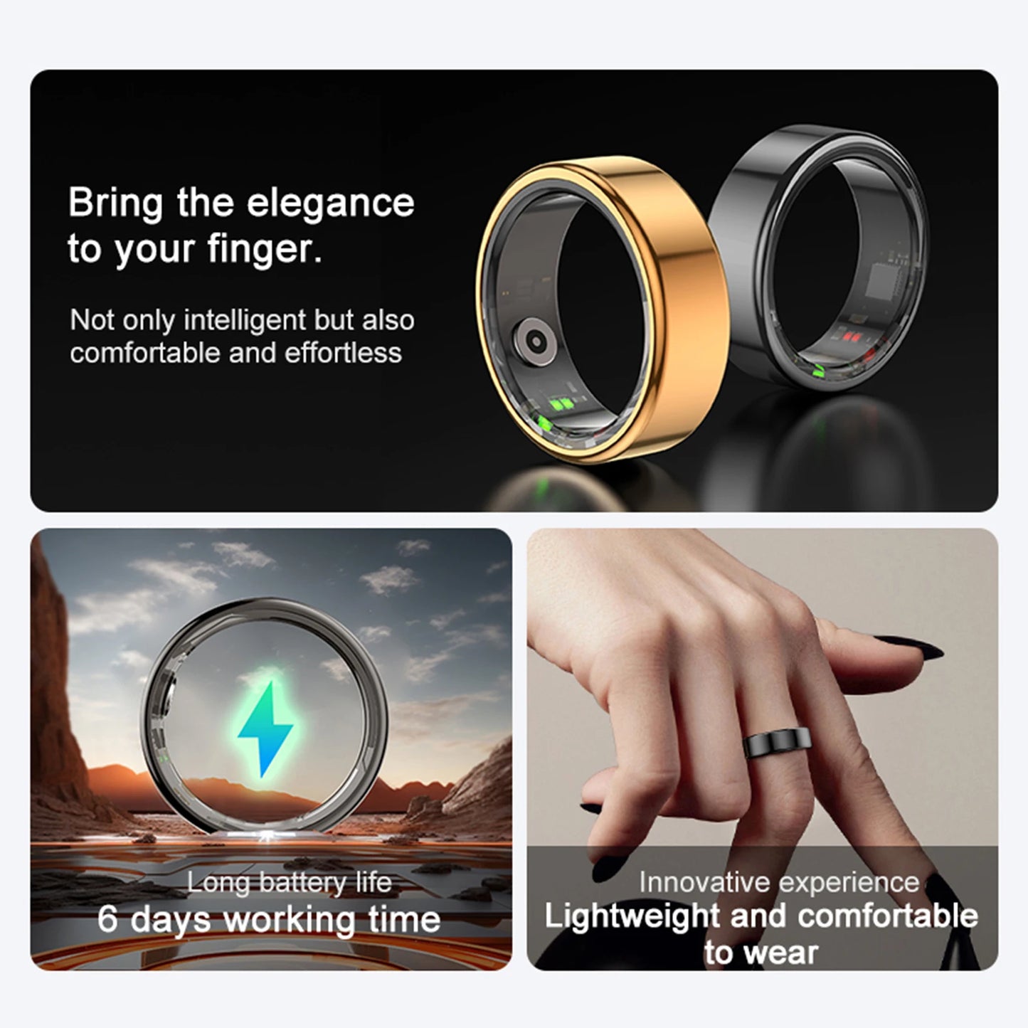 Fitness Smart Ring Smart Ring Bluetooth 5.1 Sleep Camera Remote Control Multiple Exercise Modes Wearable Fitness Ring Smart Ring