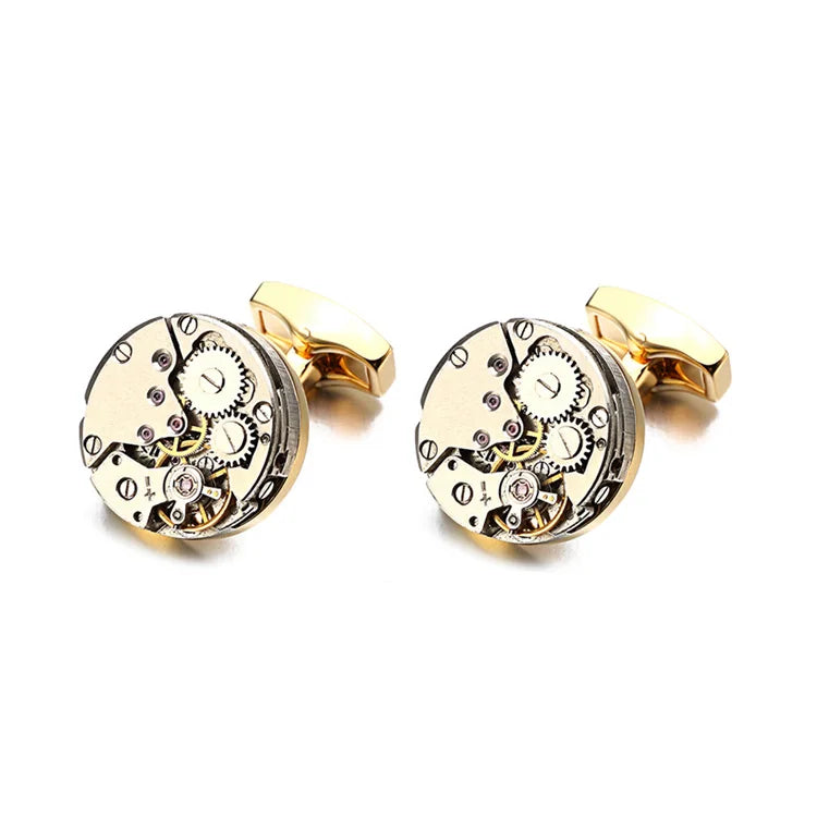 Brand Designer Watch Movement Cufflinks For Mens Business Wedding Shirt Cuff Links Gear Mechanism Functional Cufflink Jewelry