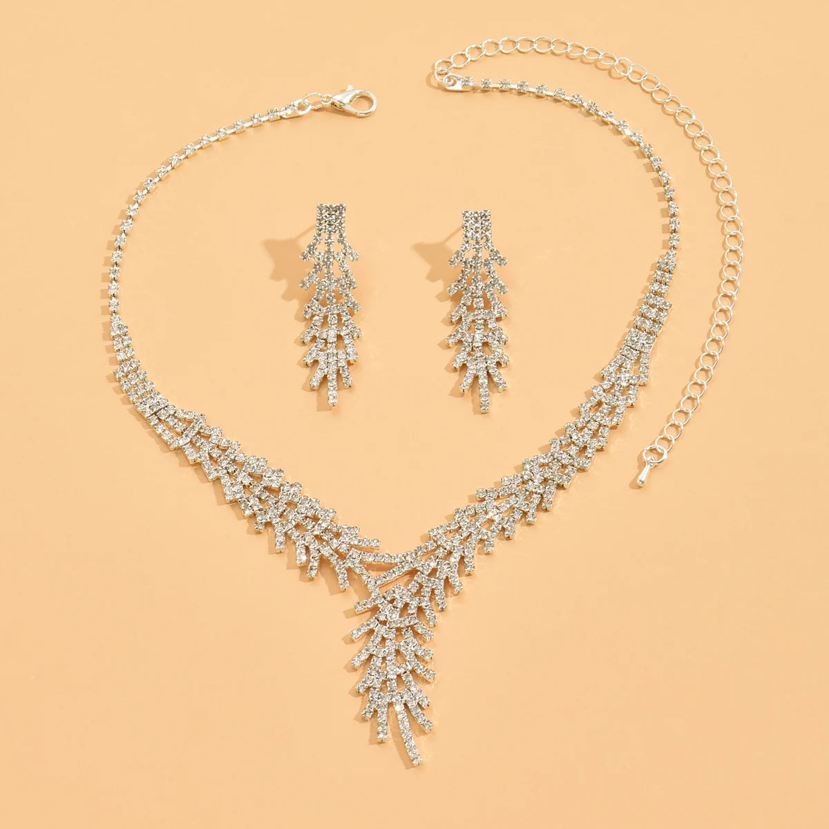 3 Pieces of WOMEN'S Trendy Claw Chain Series Leaf Earrings Necklace Jewelry Set, Wedding Banquet Party Holiday Gifts 1699