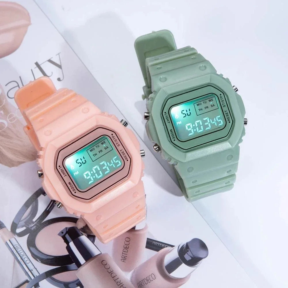 New Fashion Transparent Electronic Watch LED Ladies Wristwatch Sports Waterproof Electronic watchs Candy Multicolor Student Gift