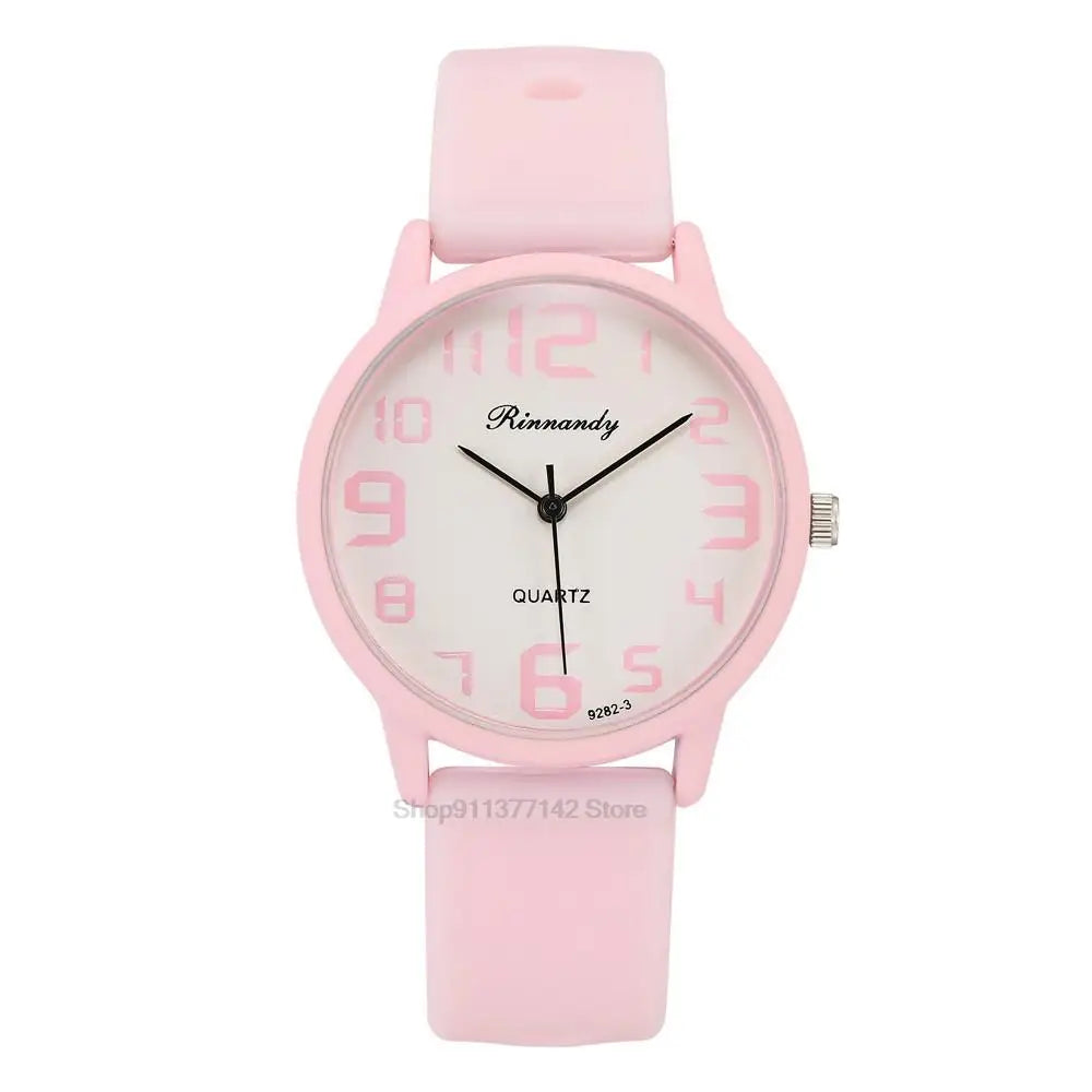 Women Fashion Silicone Watches Set Minimalist High Number  Qualities Big Dial Ladies Quartz Wristwatches With Casual Clock Gifts