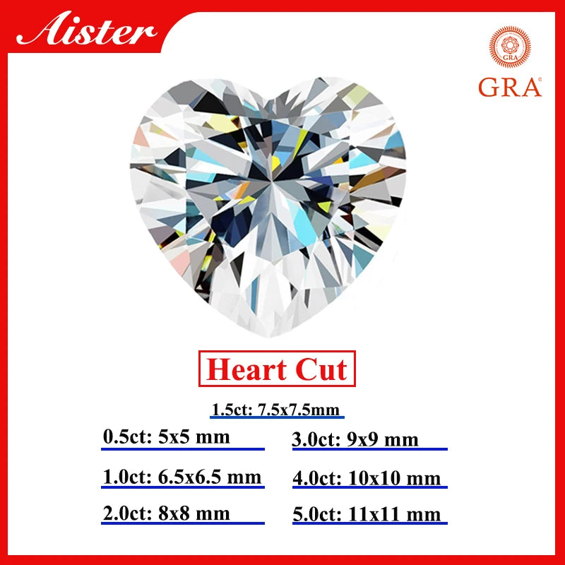 D Color Moissanite Stone Round / Oval / Pear / Radiant / Emerald / Heart / Princess / Cushion / Asscher /Trilliant Cut 1.0-5.0ct