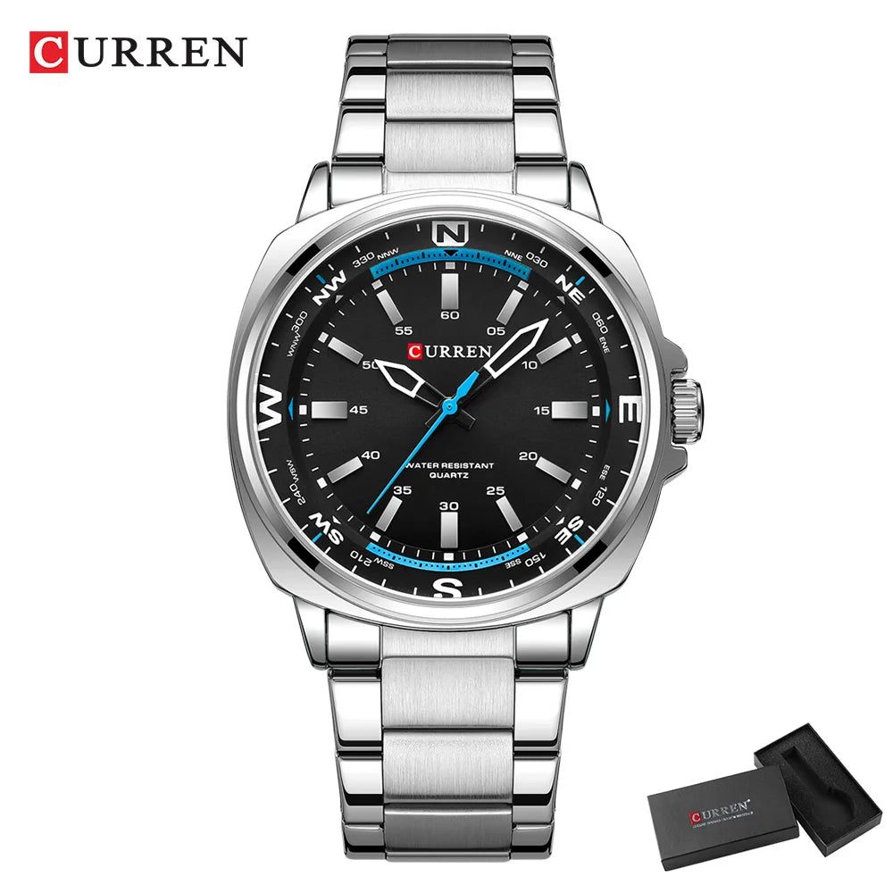 CURREN Brand Quartz Watch For Men Waterproof Sport Military Watches Mens Business Stainless Steel Wristwatch Male Clock