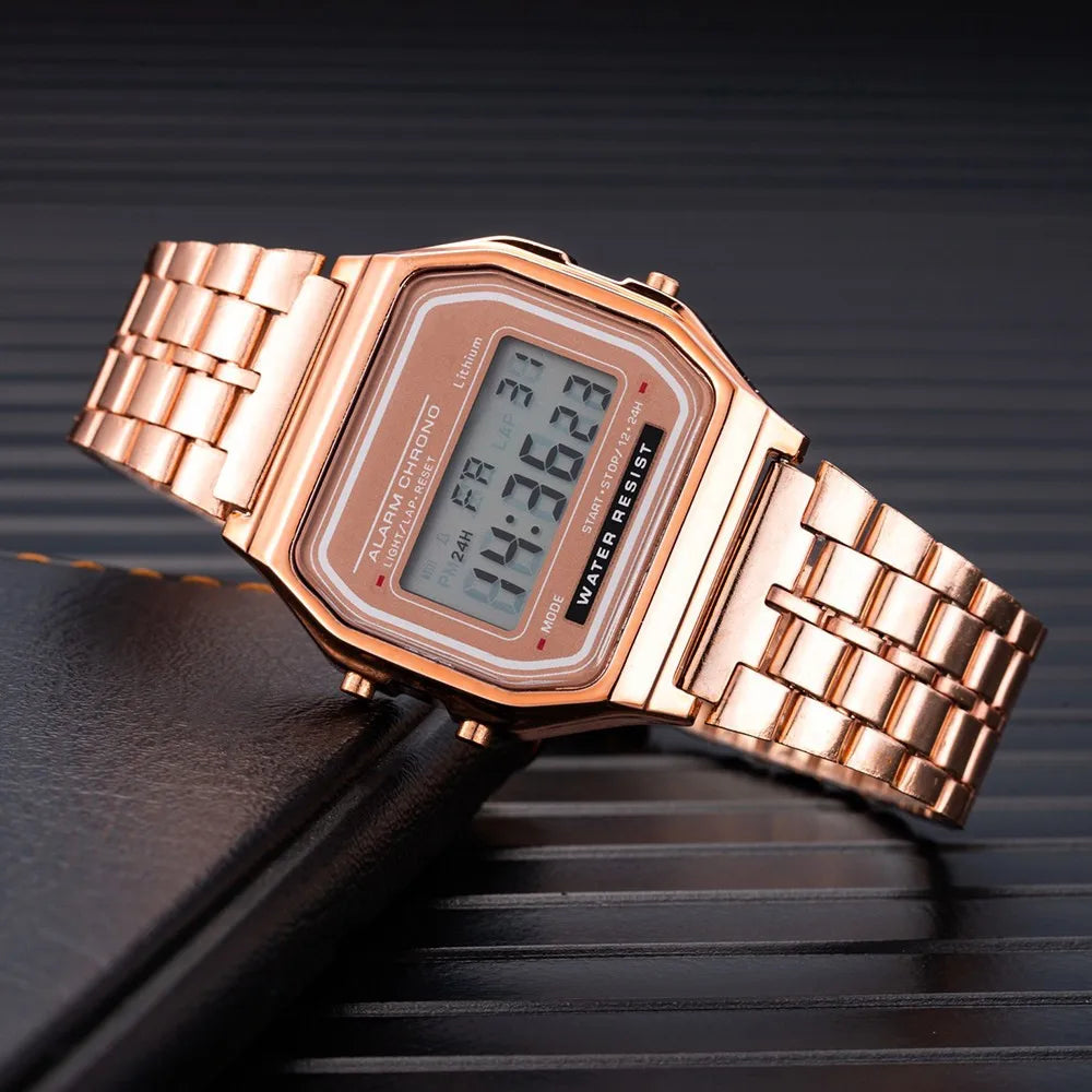 Sport Watch Men Digital Led Fashion Luxury Stainless Steel Square Wristwatch Electronic Womens Watches Male Clock Reloj Hombre