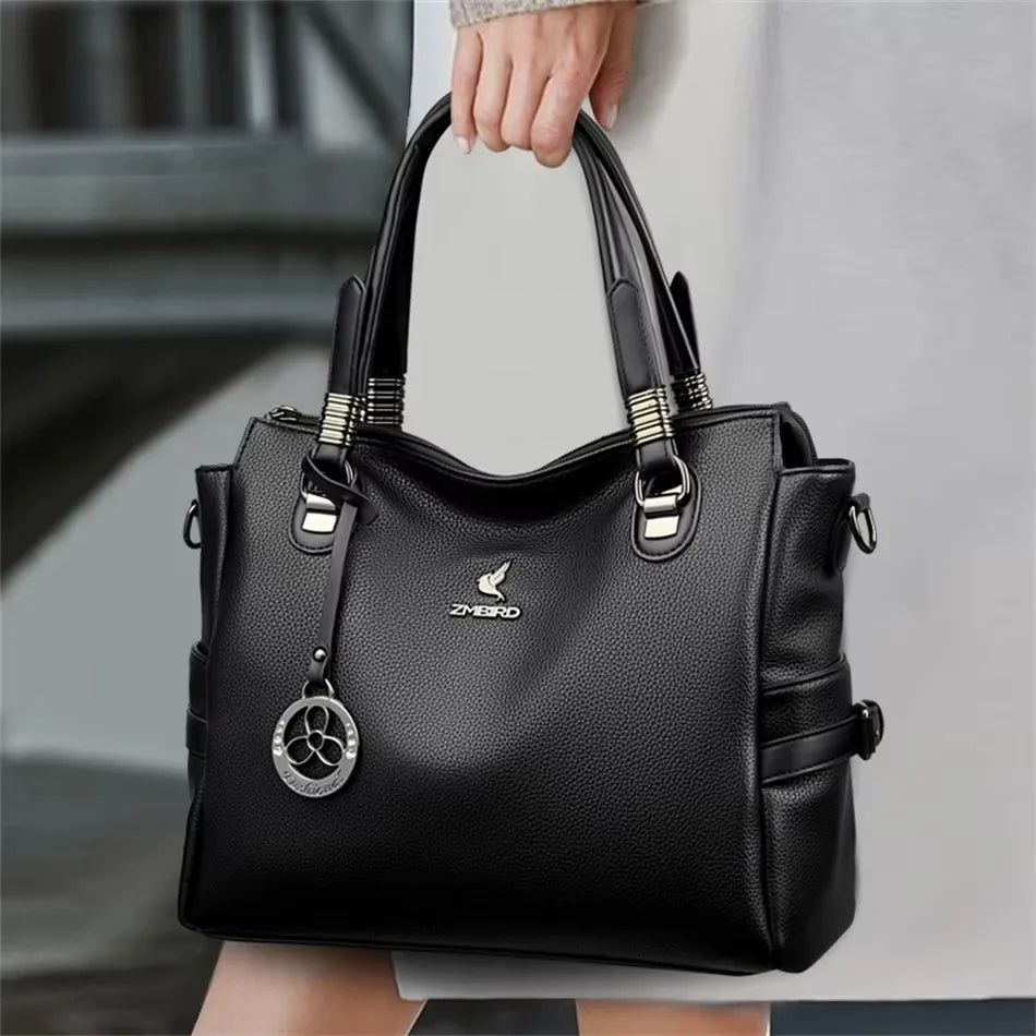 Genuine Soft Leather Handbags for Women Vintage Shoulder Tote Bag Luxury Designer Ladies Large Capacity Purse Bags Sac A Main