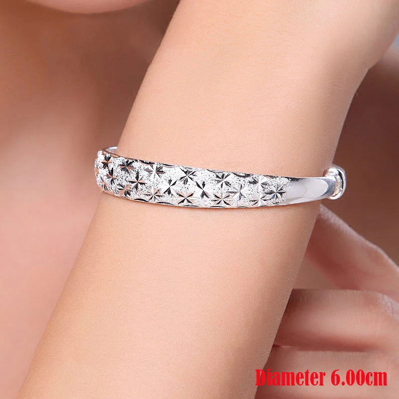 Silver Color Original Romantic Gypsophila Star Bangles For Women Bracelets Fashion Party Wedding Accessories Jewelry