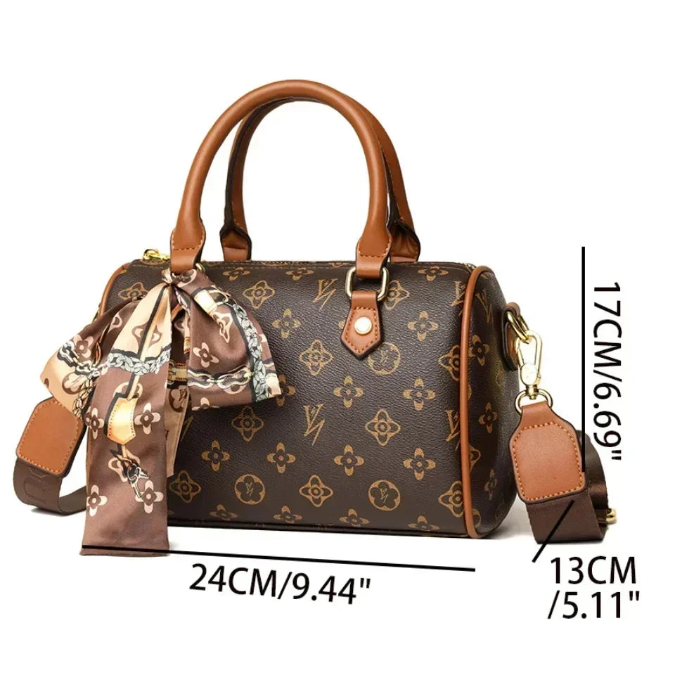 Women's Luxury Crossbody Bag 2024 Hot Selling New Fashion Retro Printed Handbag High Quality PU Leather Boston Shoulder Bag Tote