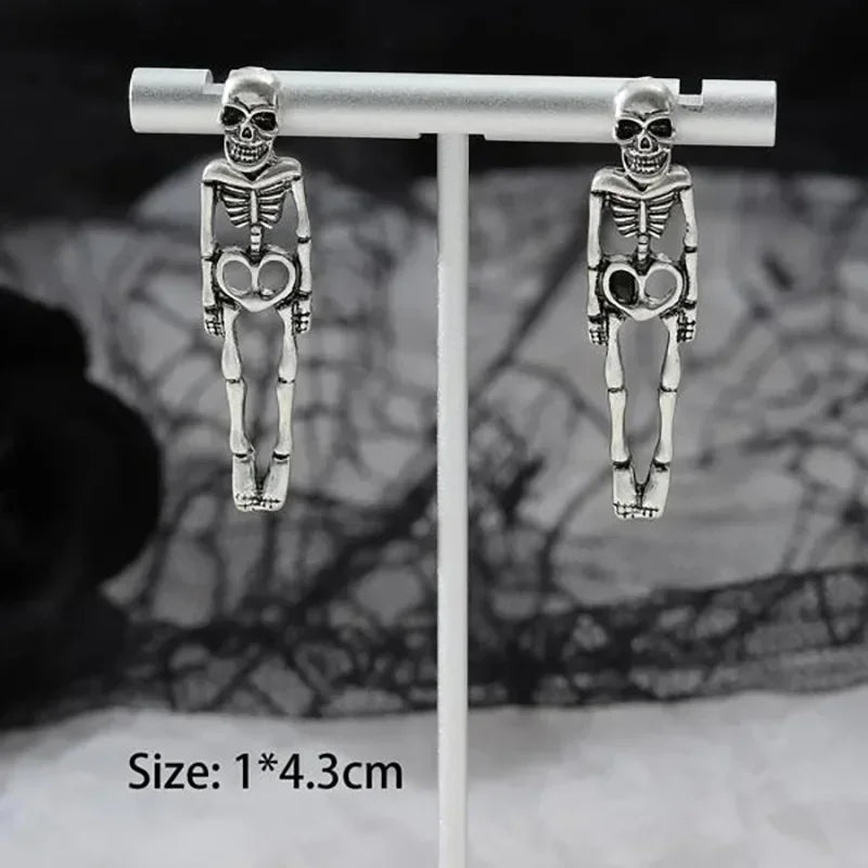 New Halloween Skull Skeleton Drop Earrings for Women Fashion Trend Gothic Jewelry Gift Hip Hop Rock Cool Dropped Earrings Men