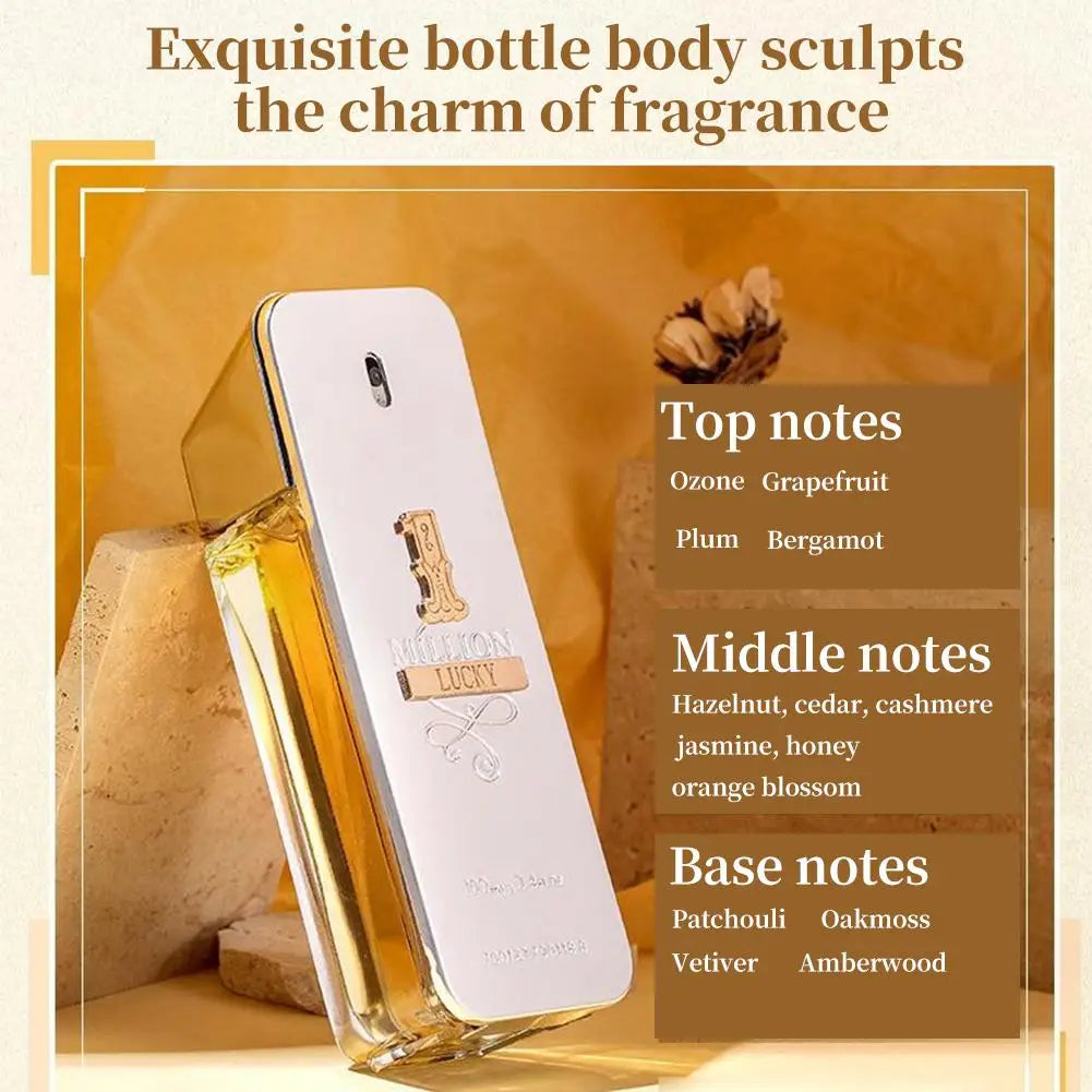 Golden Millionaire Perfume Wood Leather Note Charming Men's Perfume Deep Aroma Male Fragrance 100ml