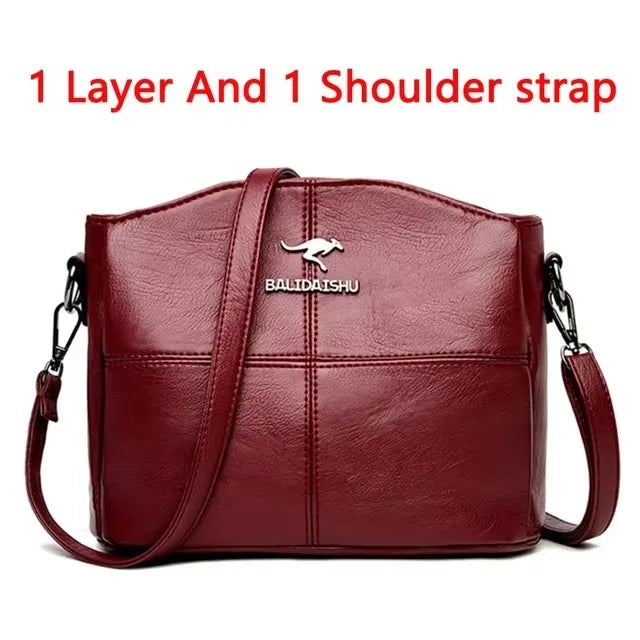 Brand Leather 3 Layers Alligator Crossbody Bag for Women Female Shoulder Messenger Sac Luxury Designer Ladies Handbags