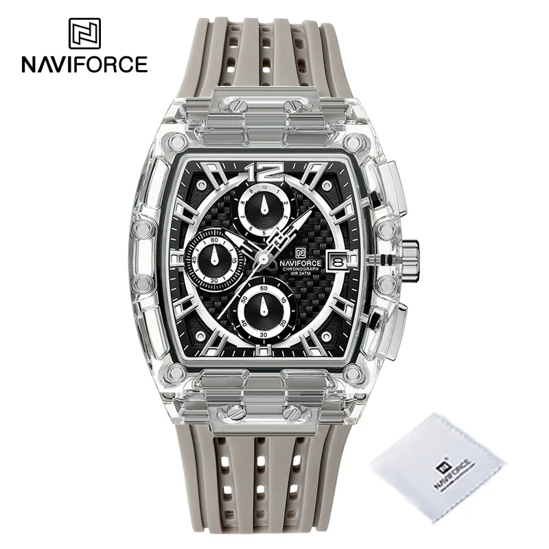 New NAVIFORCE Men's Quartz Multifunction Watches Fashion Sports Chronograph 5ATM Waterproof Silicone Band Casual Man Wrist Watch