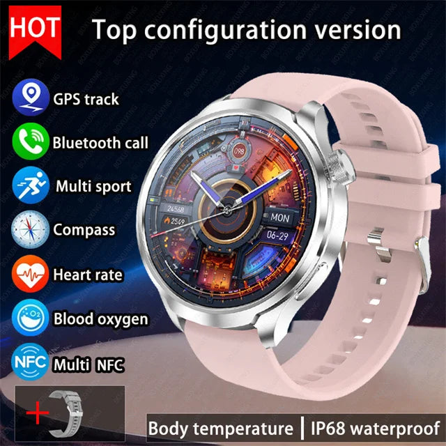 2024 New For HUAWEI Outdoor Sports Smart Watch Men AMOLED Screen NFC GPS Compass Heart rate Waterproof Bluetooth Call SmartWatch