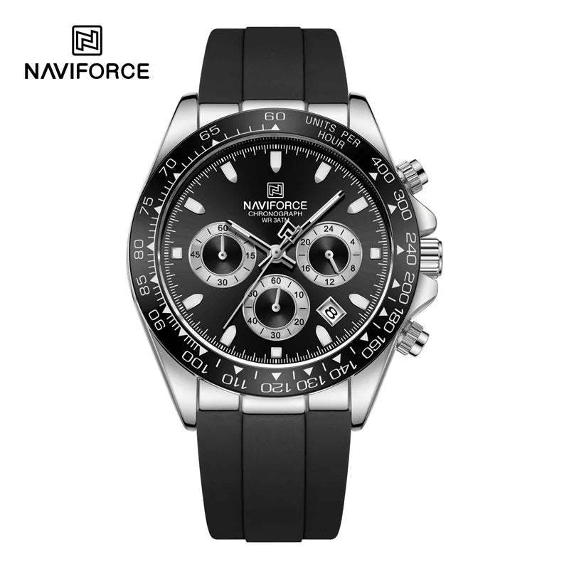 NAVIFORCE Luxury Men's Watch Waterproof Sports Quartz Clock Silicone Strap Chronograph Luminous Wristwatches Relogio Masculino