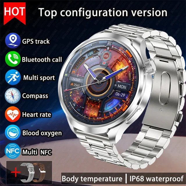 2024 New For HUAWEI Outdoor Sports Smart Watch Men AMOLED Screen NFC GPS Compass Heart rate Waterproof Bluetooth Call SmartWatch