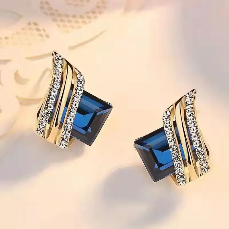 Fashion Gold-plated Zircon Earrings Crystal Earrings Engagement Earrings for women Princess Jewelry Birthday Anniversary Gifts