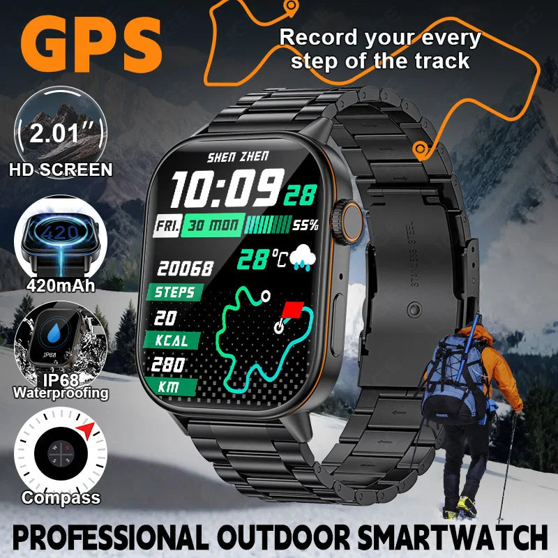 New For Huawei GPS Tracker Smart Watch Men Compass Military Outdoor Sport Watch 2.01'' HD Screen Waterproof Women Smartwatch Man