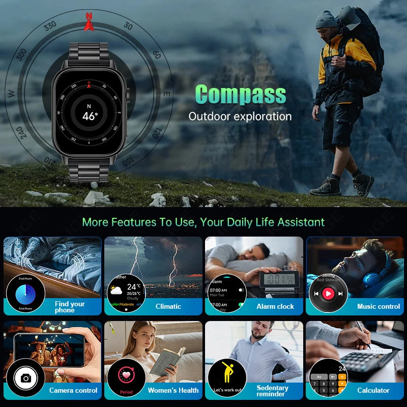 New For Huawei GPS Tracker Smart Watch Men Compass Military Outdoor Sport Watch 2.01'' HD Screen Waterproof Women Smartwatch Man